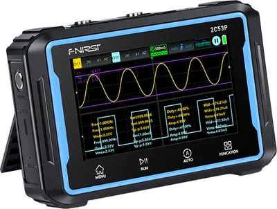 Obrázek produktu pro FNIRSI 2C53P Osciloskop, generátor signálů a multimetr 3v1, 2 kanály, 50 Mhz