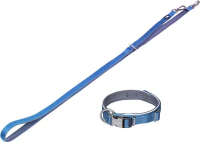 Produktbild von Hundehalsband und Leine Set "Classic Preno Royal", blau, S-M