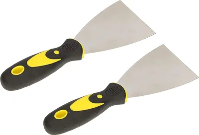 Zdjęcie produktu dla KOTARBAU® Szpachla Malarska Ze Stali Nierdzewnej Uniwersalna Szpachelka Gumowa Rączka 80 MM Zestaw 2 SZT