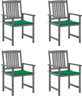 Produktbild von vidaXL Gartenstühle mit Kissen 4 Stk. Grau Massivholz Akazie
