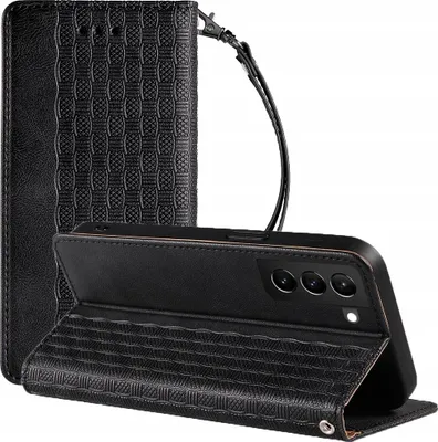 Image de Étui à courroie magnétique pour Samsung Galaxy S22+ (S22 Plus) Housse portefeuille + Mini Lanyard Pendentif Noir