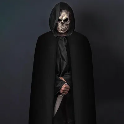 Schwarzer Umhang mit Kapuze für Vampir Kostüm, perfekt für Halloween, Karneval und Partys