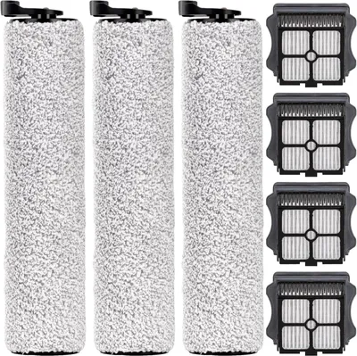 Produktbild von Ersatz-Bürstenrollen und HEPA-Filter, kompatibel mit Tineco Floor One S3/iFloor 3 schnurlosen Nass-Trockensauger, Ersatzteile Zubehör-Set, 3 Bürstenrollen, 4 HEPA-Filter, Nass-Trockensauger Ersatz