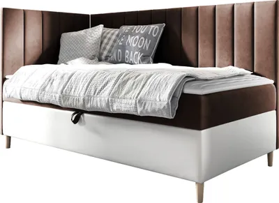 Produktbild von MIRJAN24 Boxspringbett Maja Junior 3 80x200, Einzelbett mit Bonellfederkern, Härtegrad - H3 (Farbe: Soft 017 + Fresh 04, Seite zum Öffnen des Bettkastens: Links)