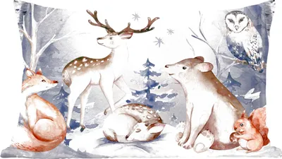 Produktbild von MuchoWow® Zierkissen Sofakissen Wohnzimmer Dekokissen 60x40 cm Winter - Tiere - Schnee - Kopfkissen - Polster mit Foto