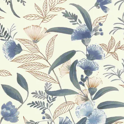 Produktbild von Vliestapete 869125 Tapete Botanical Dschungel 53 x 1005 cm Rasch Symphony Blau