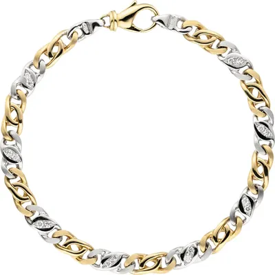 Produktbild von Armband Armkette mit 16 Diamanten Brillanten 585 Gelbgold & Weißgold 18,5cm