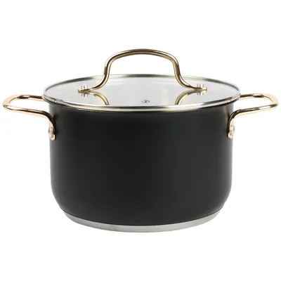 Produktbild von Topfset 6-Teilig Kochtopfset Töpfe Kochtopf Kochset Edelstahl Mit Deckel Schwarz