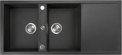 Produktbild von Doppel Becken Küchenspüle 2 Becken Spüle Granitspüle Schwarz  Küchenspüle Granit Siphon Einbauspüle Spüle ,SQ 1160x510-Schwarz-Doppel