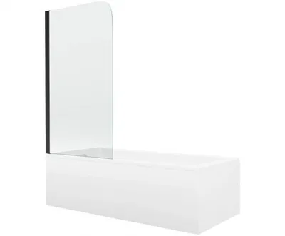 Zdjęcie produktu dla Mexen Cubik wanna prostokątna 170 x 70 cm z obudową i parawanem 1-skrzydłowym 70 cm, transparent, czarny - 550317070X9007017000