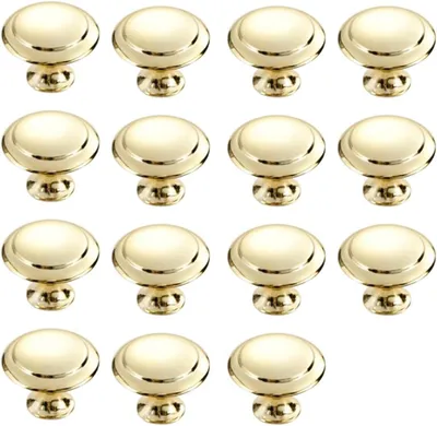 Obrázok produktu pre Nábytkové úchytky 15 ks, zlatá, kov, okrúhle, pre kuchyňu