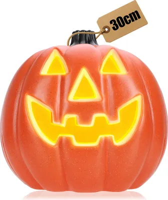 Produktbild von com-four® XXL Kürbis mit LED-Beleuchtung & 6 h Timerfunktion - Halloweenkürbis