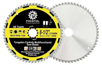 Immagine prodotto di Disco circolare per legno, 216 mm x 30 mm, 60 denti, confezione da 2 pezzi, adatto per plastica, alluminio e metalli non ferrosi