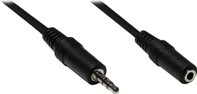 Produktbild von Klinkenverlängerung 3,5mm, Stecker an Buchse (3polig), schwarz, 10m, Good Connections®
