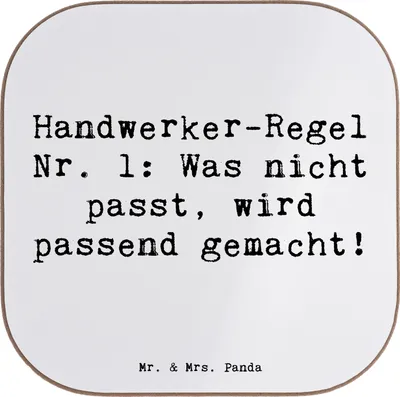 Produktbild von Mr. & Mrs. Panda Tischuntersetzer Spruch Handwerker Lösung - Weiß - Geschenk, Handwerker-Mentalität, Berufsalltag, Untersetzer Quadratisch, Holzuntersetzer, Kreativität