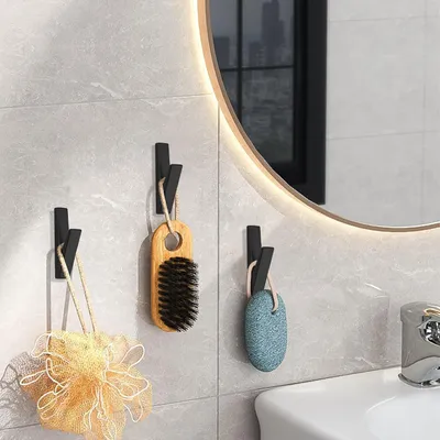 Produktbild von Schwarze Wandhaken für Garderobe - 12 Stück - Kleiderhaken für Akustikpaneele - Wandhaken für Garderoben in Küche, Bad, Foyers und Fluren