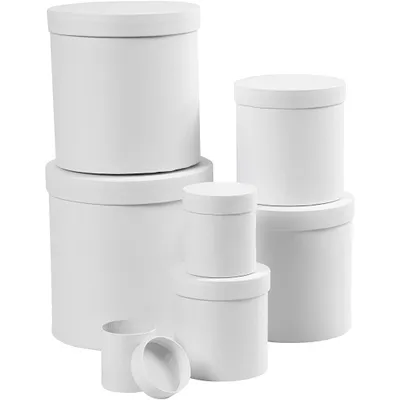 Produktbild von Creativ Company runde Boxen weiß Karton Set - 7 Stück - Aufbewahrungsboxen Basteln