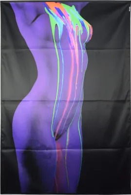 Produktbild von PSYWORK Schwarzlicht Stoffposter Neon "Nude Girl UV Color Splash 1", 100x150cm