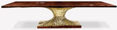 Produktbild von Casa Padrino Luxus Designer Esstisch Braun / Gold 330 x 130 x H. 76 cm - Rechteckiger Esszimmertisch - Italienische Luxus Esszimmer Möbel - Luxus Einrichtung - Luxus Qualität -  Italy