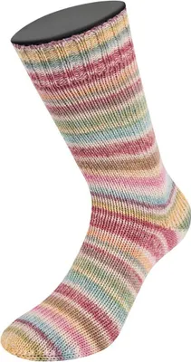 Produktbild von Lana Grossa - Cool Wool 4 Socks Print 7757 hellgrau dunkelrot weinrot grün ocker sandgelb petrol