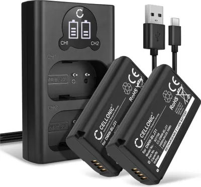 Immagine prodotto di CELLONIC 2x Batteria per Fotocamera Compatibile con Panasonic Lumix DC-S1, Lumix DC-S1M2, Lumix DC-S1M2ES, DMW-BLJ31 – (3400mAh, 7.4V) + Caricabatterie Doppio