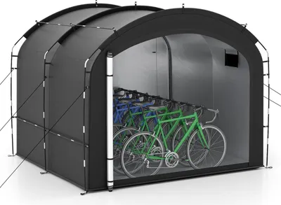 Produktbild von GOPLUS Fahrrad Zeltgarage, Fahrradgarage, Garagenzelt wasserabweisend mit 2 Türen & Fenster & Tragtasche, Fahrradzelt für Garten, 254 x 215 x 192 cm