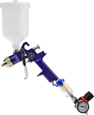Immagine prodotto di Pistola a spruzzo pneumatica con regolatore di pressione valvola di controllo dell'aria, manometro e filtro separatore sifone per acqua compressore, pistola di verniciatura,con separatore filtro trappola acqua olio, filettatura standard 1/4", max 45psi