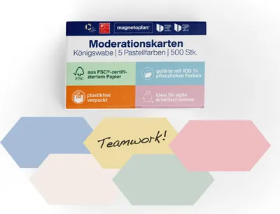 Produktbild von Magnetoplan Kommunikationskarten Königswabe Sortiert 29,7x16,5cm - 500Stk