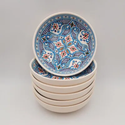 Image de Lot de 6 assiettes creuses jatte Marocain Turquoise - D 20 cm
