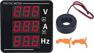 Zdjęcie produktu dla Multimetr cyfrowy, wyświetlacz LED, tester napięcia, prądu i częstotliwości AC, 50-500 V, 0-120 A, 10-99,9 Hz