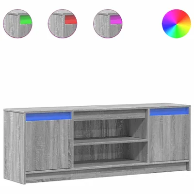 Produktbild von TV-Schrank mit LED-Beleuchtung Grau Sonoma 139,5x34x50 cm
