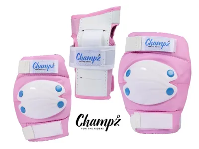 Produktbild von Champz Skate Schutzset für Kinder - Schutzausrüstung in Rosa/Blau - Größe 39-42 EU