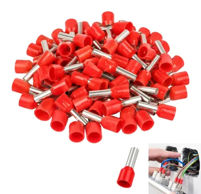 Isolierte Kabelendhülsen 10 mm², 150 Stück, 12 mm, rot, Kupfer