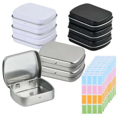 9er-Set rechteckige Metalldosen mit Deckel, 6 x 4,5 cm