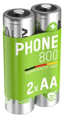 Produktbild von ANSMANN Akku AA Mignon 800mAh 1,2V NiMH für Telefon 2 Stück - wiederaufladbar