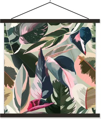 Produktbild von MuchoWow® Textilposter Tropisch - Blau - Rosa 40x40 cm mit schwarzem Rahmen - Fotos