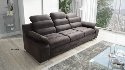 Produktbild von Sofa DENVER - mit Schlaffunktion, Schlafsofa, Dreisitzer, mit manueller Kopfteil-Verstellung, hohe Belastbarkeit - Dunkelgrau