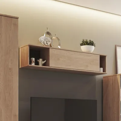 Produktbild von Wandschrank Dallas 135cm, Horizontaler Hängeschrank, Schrank (Farbe: Hikora)