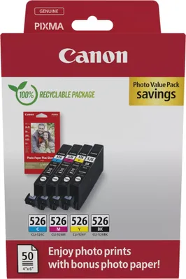 Produktbild von Canon CLI-526 BK/C/M/Y Photo Value Pack
