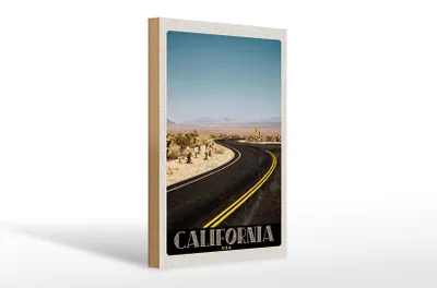 Produktbild von Holzschild Reise 20x30cm California Amerika Strand Straße Wüste