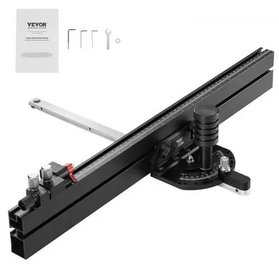 Immagine prodotto di VEVOR recinzione per tagli obliqui, scanalatura standard 19x10 mm, recinzione da banco per sega circolare in lega di alluminio con 15 battute angolari, pistone e disco rimovibile, per la lavorazione del legno