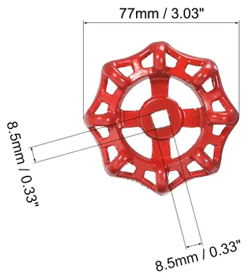 Produktbild von 2 Stš¹ck Au?enhahn Runder Radgriff Metal, Quadratische Raspel 8x8mm, Rad Au?endurchm. 77 mm Farbe Stahlguss Rot