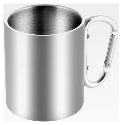 Produktbild von Edelstahl-Thermobecher 280 ml mit Karabiner – doppelwandiger Isolierbecher für Kaffee