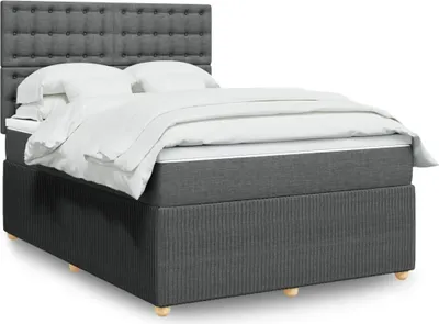 Produktbild von Boxspringbett mit Matratze Dunkelgrau 140x200 cm Stoff, Klassische Betten 2024 Neu DesignMöbel