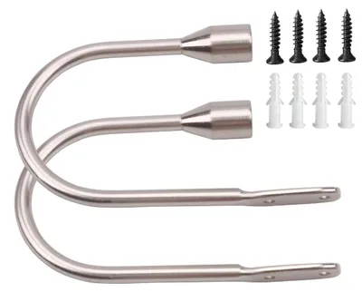 Gordijnbeugel-Set aus Metall, 2 Stück, silber, für Vorhänge