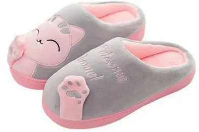 Produktbild von Kuschelige Katze Pantoffeln Warm Plüsch Hausschuhe Winter Bequeme Rutschfeste Slippers Herren Damen