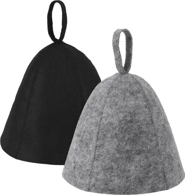 Produktbild von Saunamützen aus Wolle, grau, schwarz, hoch absorberend, 2Stück