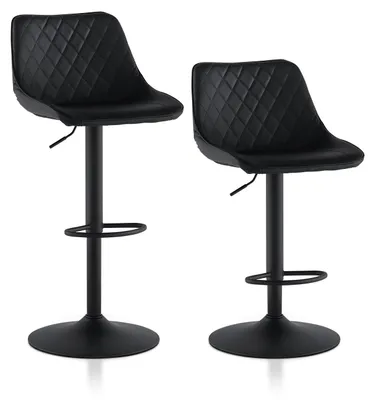 2er Set Barhocker Kunstleder, drehbar, höhenverstellbar, schwarz