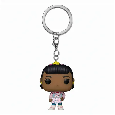 A Funko Pop! keychain of the character Erica from Stranger Things, shown against a white background.