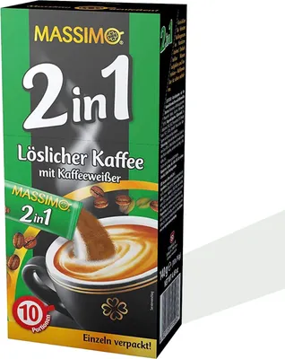 Produktbild von MASSIMO 2in1 Löskaffee mit Kaffeeweißer (10 Instantkaffee Sticks à 14g)